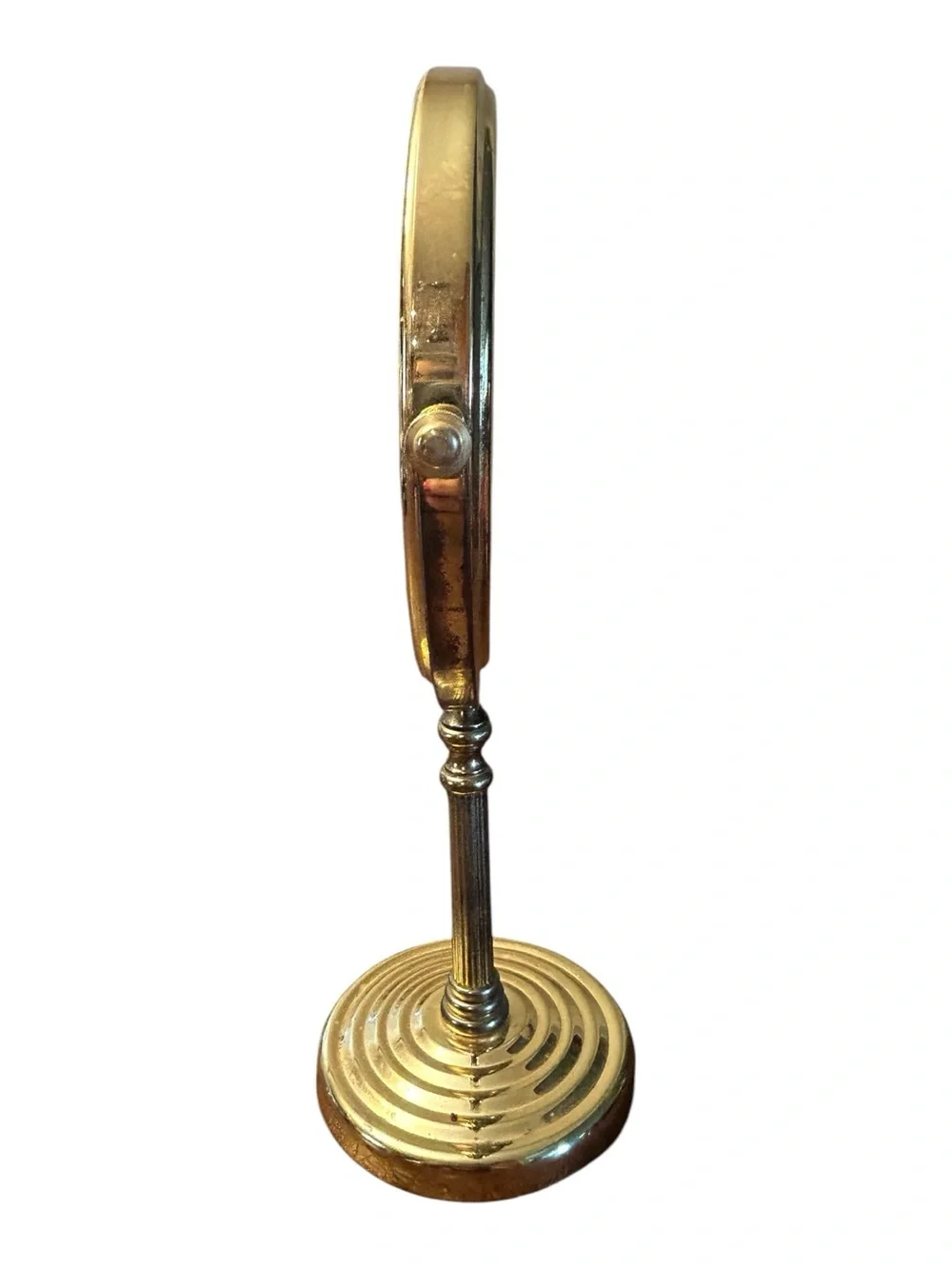 Vintage Vanity Makeup Mirror double-sided standing table mirror in gold metal